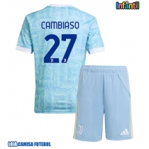 Camisa de Futebol Juventus Andrea Cambiaso #27 Equipamento Secundário Infantil 2025-26 Manga Curta (+ Calças curtas)